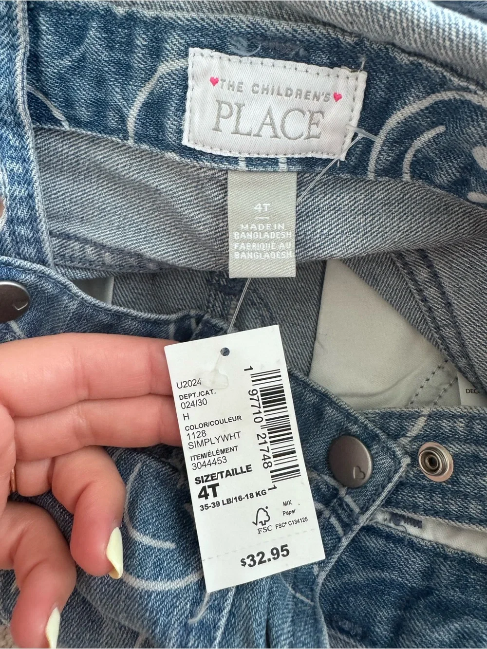 The Children's Place Blue Denim Smiley Face Short Overalls